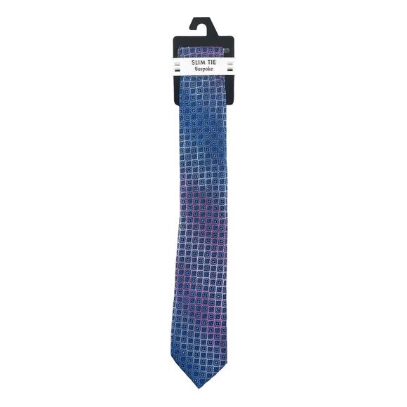 Bespoke Slim Tie Mens One Size Blue Purple Geometric Multicolor NWT - Picture 1 of 7
